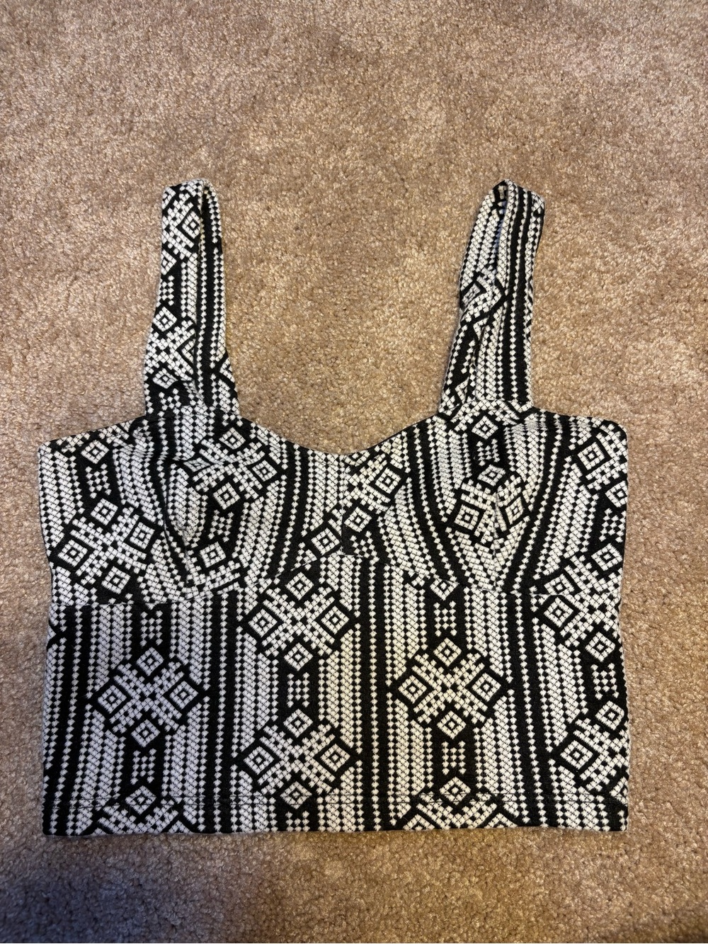 Ginger G Black & White Geometric Crop Top
